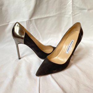 Manolo Blahnik Grey Suede BB Pump